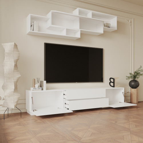 طاولة تلفزيون مودرن لون أبيض DE-164