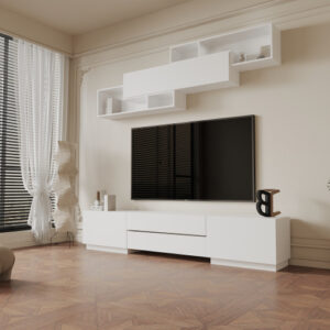 طاولة تلفزيون مودرن لون أبيض DE-164