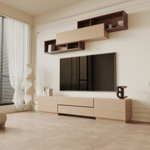 مكتبة شاشة مع أدراج سحب لون بيج