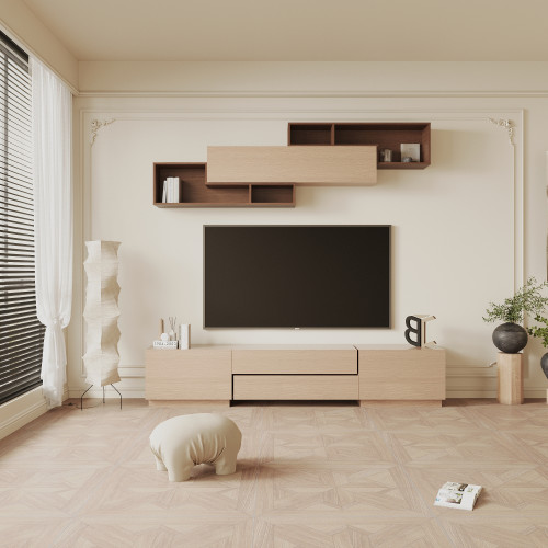 مكتبة شاشة مع أدراج سحب لون بيج