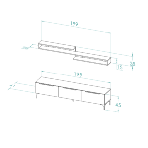 طاولة تلفزيون 3 درف مع رف علوي DE-170