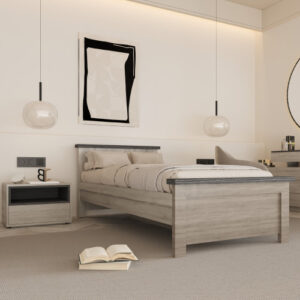 غرفة نوم شبابي عصرية لون رمادي فاتح وغامق