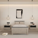 غرفة نوم شبابي عصرية لون رمادي فاتح وغامق