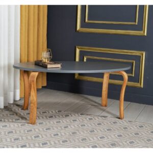 طاولة قهوة وسط دائرية رمادي مع أرجل بني DE-372