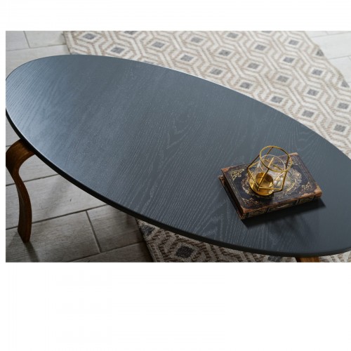 طاولة قهوة وسط دائرية رمادي مع أرجل بني DE-372