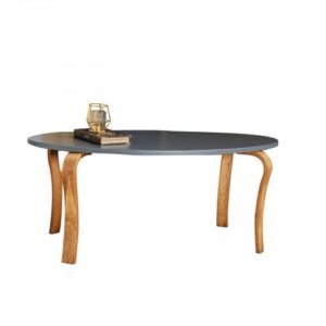 طاولة قهوة وسط دائرية رمادي مع أرجل بني DE-372