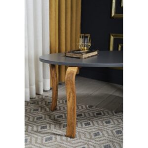 طاولة قهوة وسط دائرية رمادي مع أرجل بني DE-372